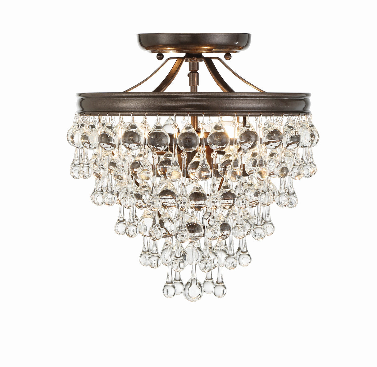 Calypso 3 Light Crystal Teardrop Polished Chrome Semi Flush Mount 130-CH_CEILING