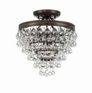 Calypso 3 Light Crystal Teardrop Polished Chrome Semi Flush Mount 130-CH_CEILING