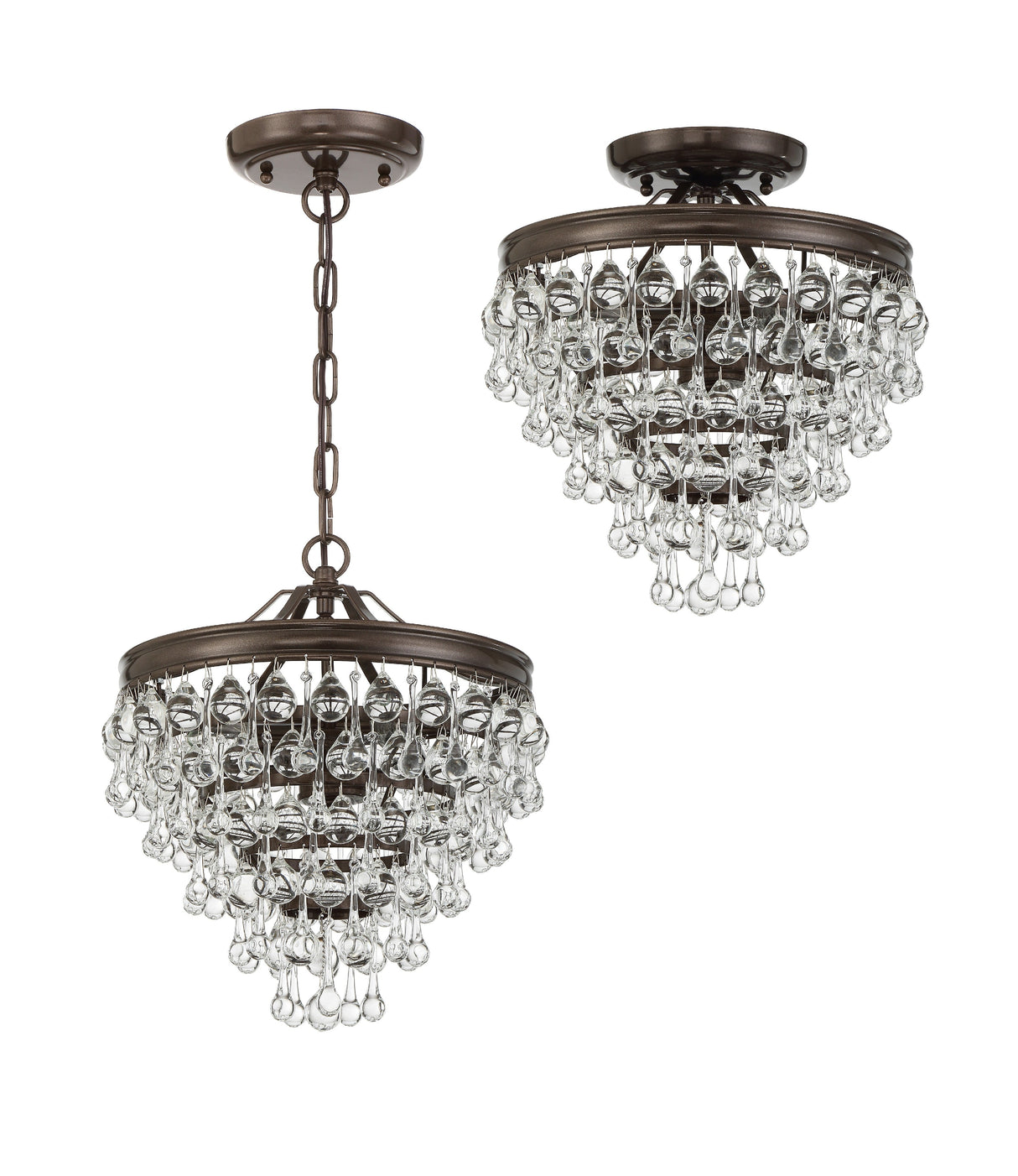 Calypso 3 Light Crystal Teardrop Polished Chrome Semi Flush Mount 130-CH_CEILING