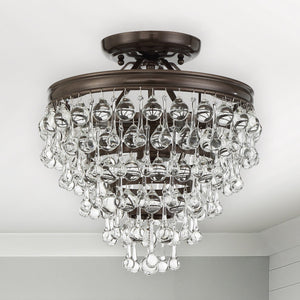 Calypso 3 Light Crystal Teardrop Polished Chrome Semi Flush Mount 130-CH_CEILING