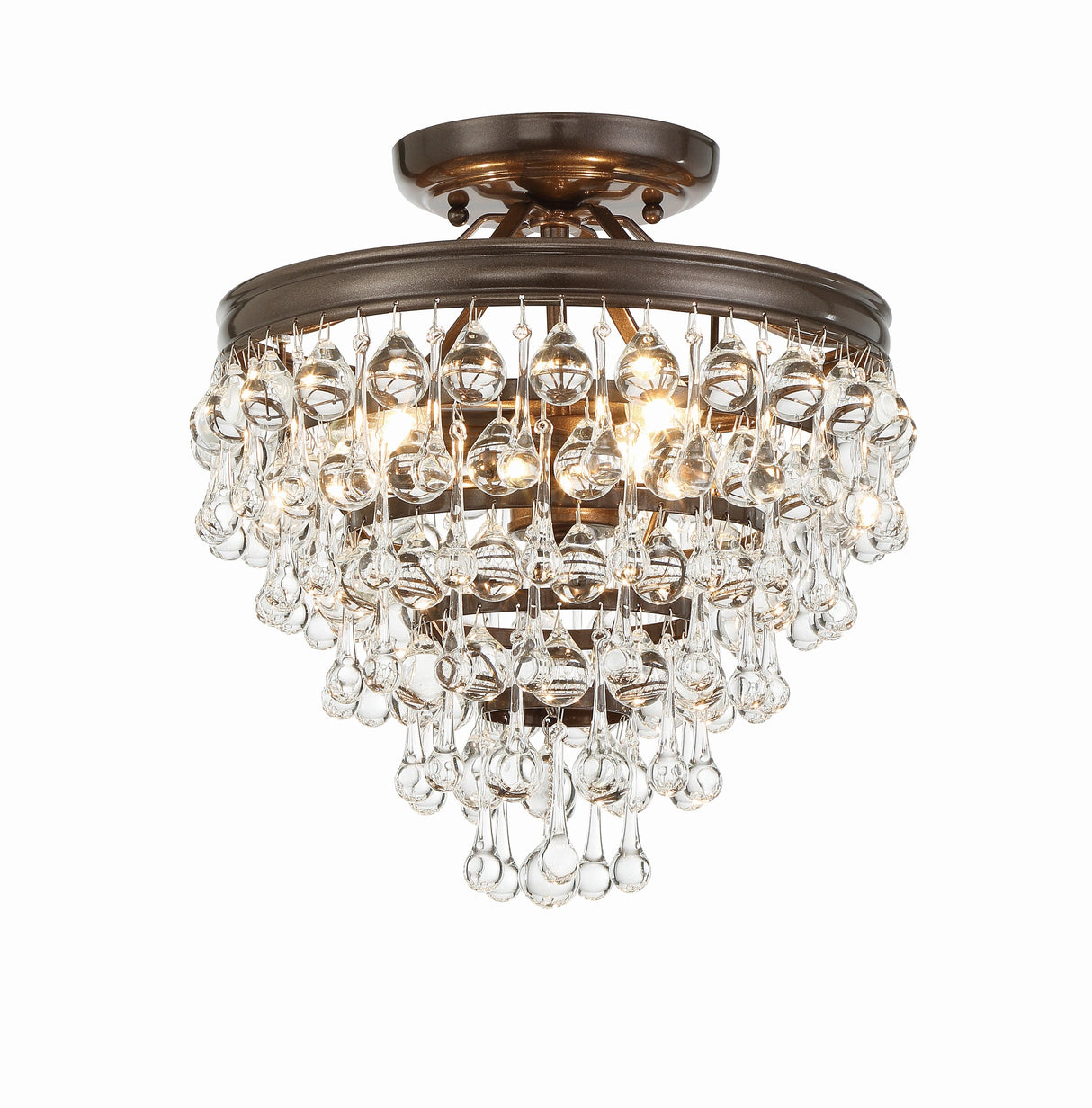 Calypso 3 Light Crystal Teardrop Polished Chrome Semi Flush Mount 130-CH_CEILING