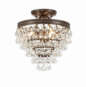 Calypso 3 Light Crystal Teardrop Polished Chrome Semi Flush Mount 130-CH_CEILING