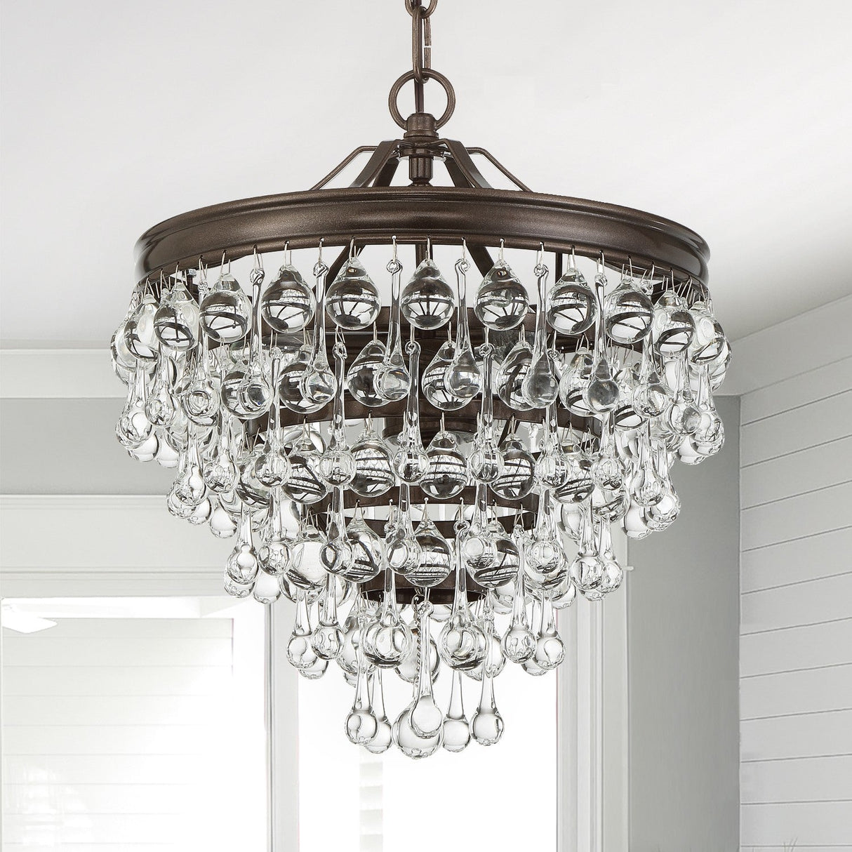 Calypso 3 Light Crystal Teardrop Polished Chrome Mini Chandelier 130-CH