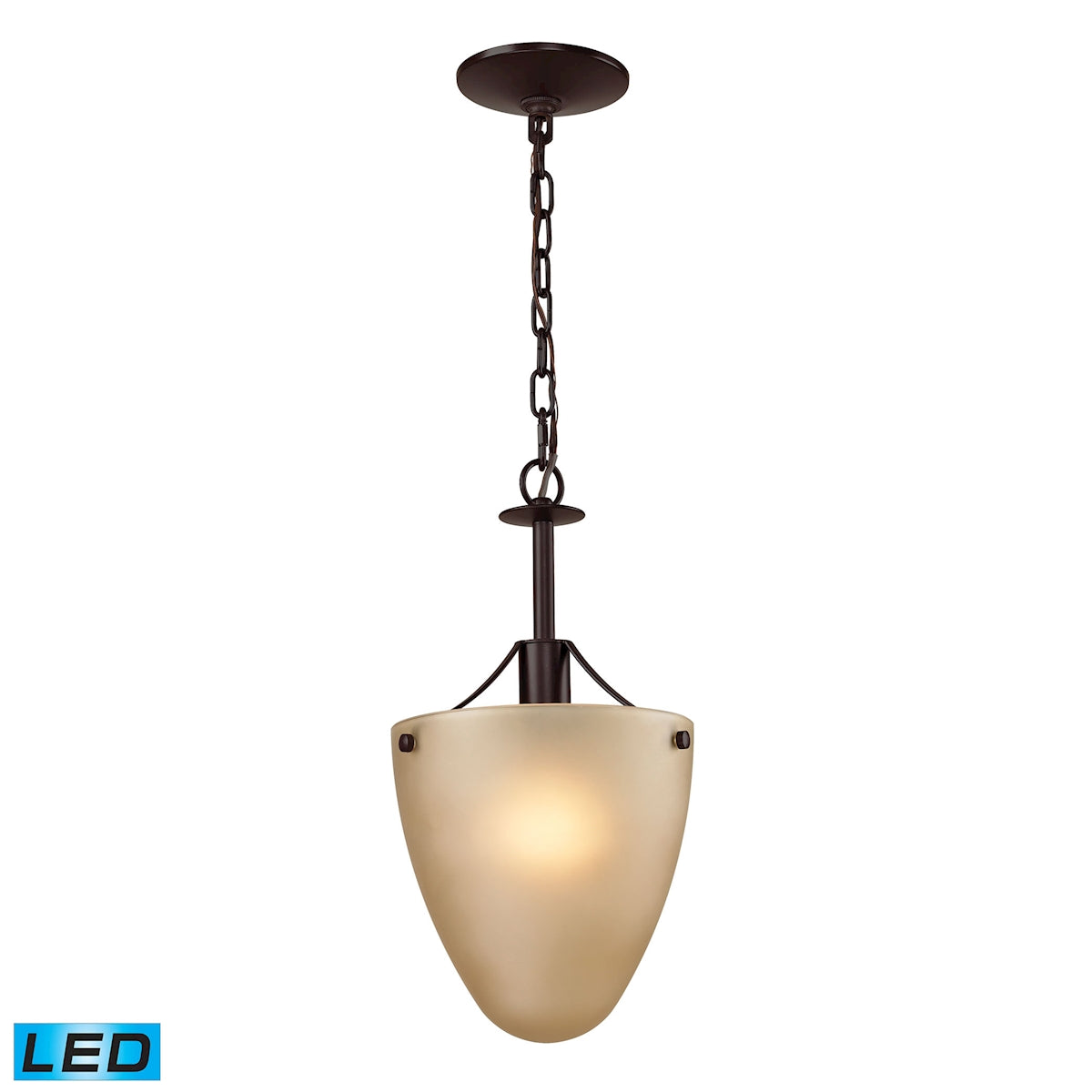 Elk 1301CS/10-LED Jackson 1-Light Semi Flush in Oil Rubbed Bronze with Light Amber Glass - Includes LED Bulbs