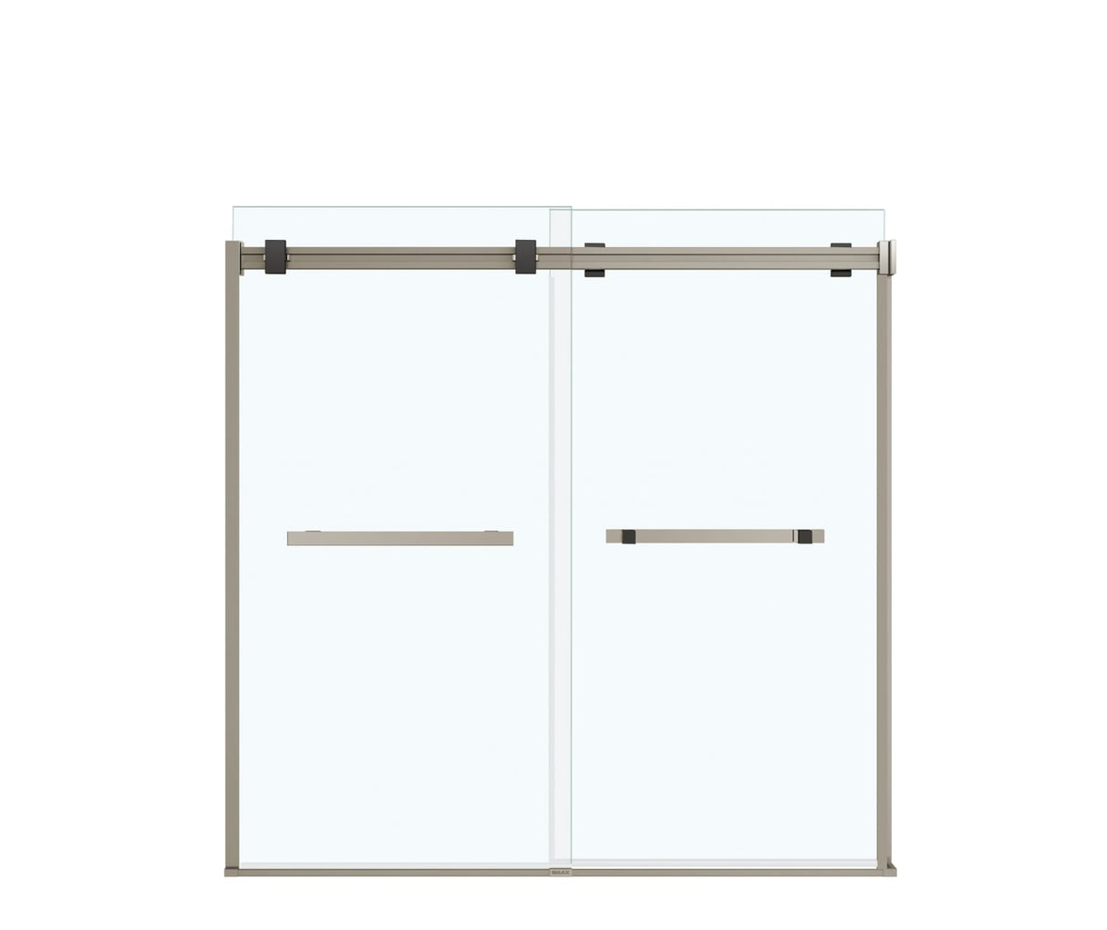 MAAX 136270-900-289-000 Duel 56-59 x 55 ½ x 59 in. 8 mm Bypass Tub Door for Alcove Installation with Clear glass in Brushed Nickel & Matte Black