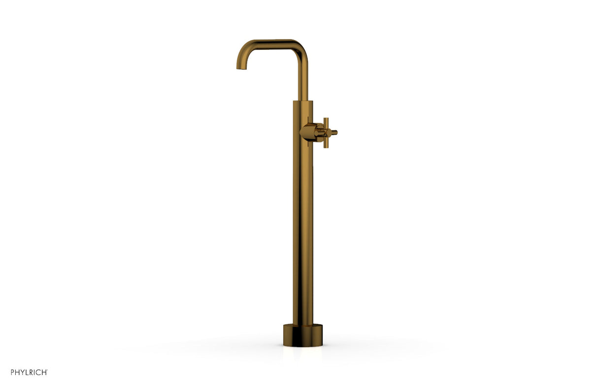 Phylrich D131-45-04-002 BASIC Low Floor Mount Tub Filler - Cross Handle D131-45-04 - French Brass