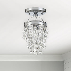Calypso 1 Light Crystal Teardrop Polished Chrome Semi Flush Mount 131-CH_CEILING