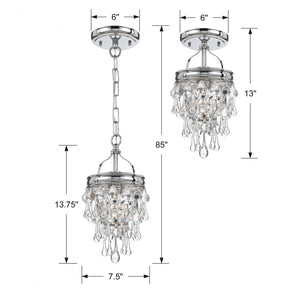 Calypso 1 Light Crystal Teardrop Polished Chrome Semi Flush Mount 131-CH_CEILING