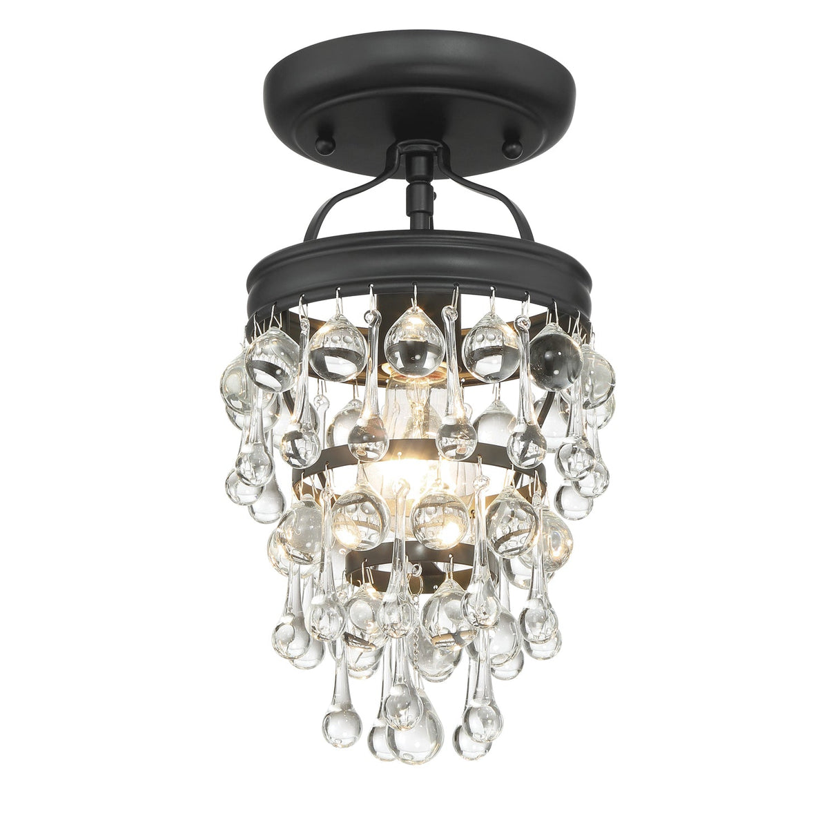 Calypso 1 Light Crystal Teardrop Polished Chrome Semi Flush Mount 131-CH_CEILING