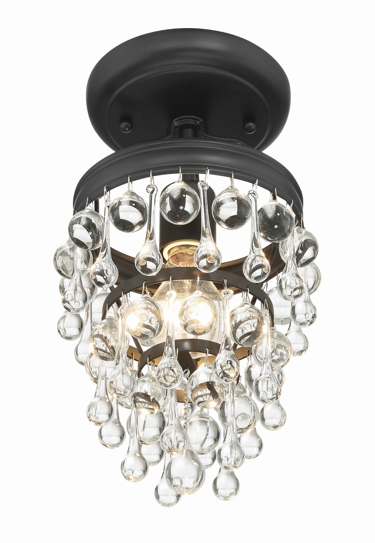 Calypso 1 Light Crystal Teardrop Polished Chrome Semi Flush Mount 131-CH_CEILING