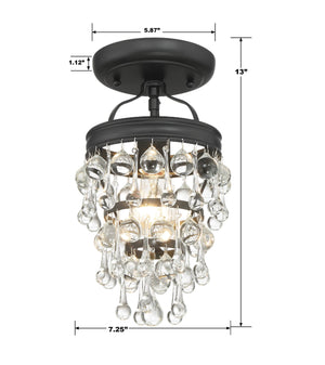Calypso 1 Light Crystal Teardrop Polished Chrome Semi Flush Mount 131-CH_CEILING