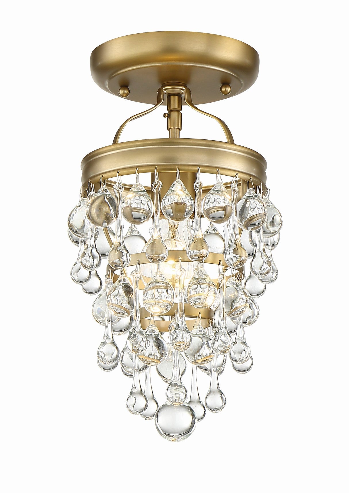 Calypso 1 Light Crystal Teardrop Vibrant Gold Semi Flush Mount 131-VG_CEILING