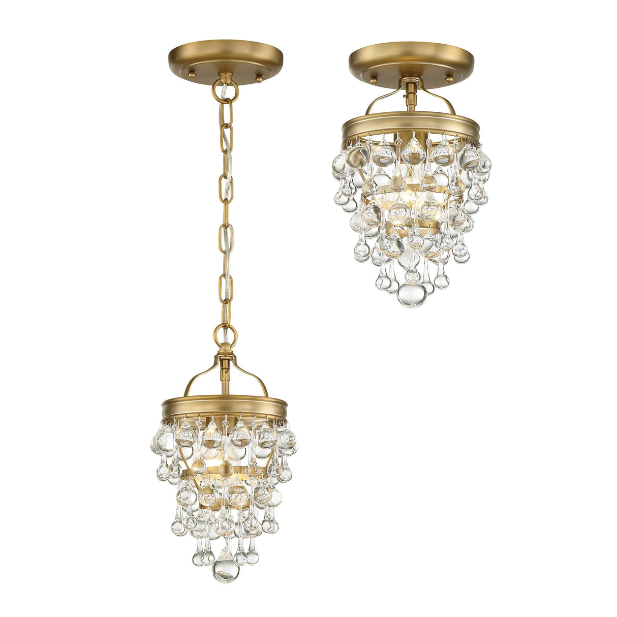 Calypso 1 Light Crystal Teardrop Vibrant Gold Semi Flush Mount 131-VG_CEILING