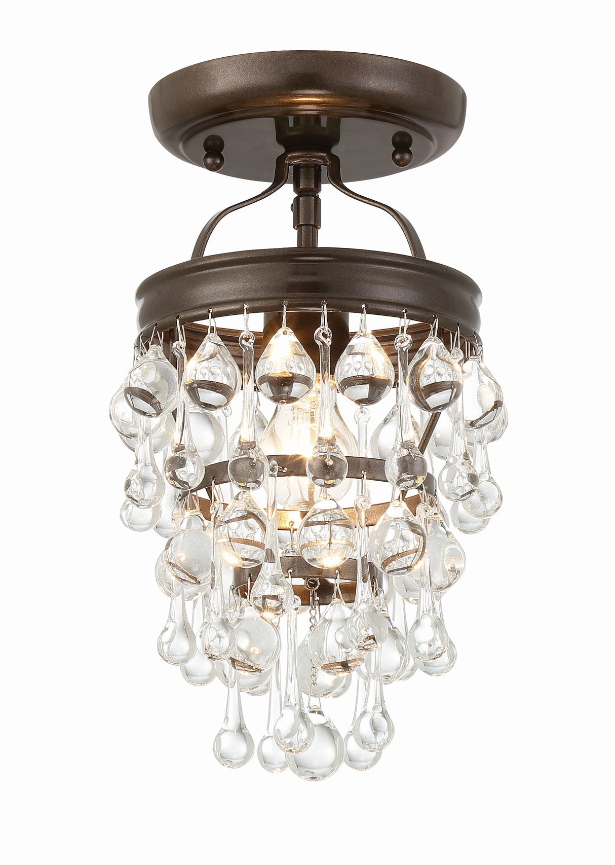 Calypso 1 Light Crystal Teardrop Vibrant Bronze Semi Flush Mount 131-VZ_CEILING