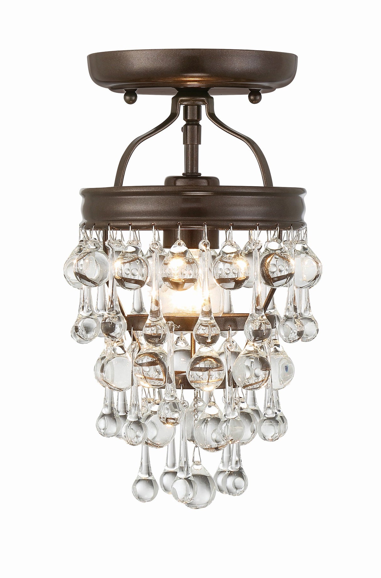 Calypso 1 Light Crystal Teardrop Polished Chrome Semi Flush Mount 131-CH_CEILING
