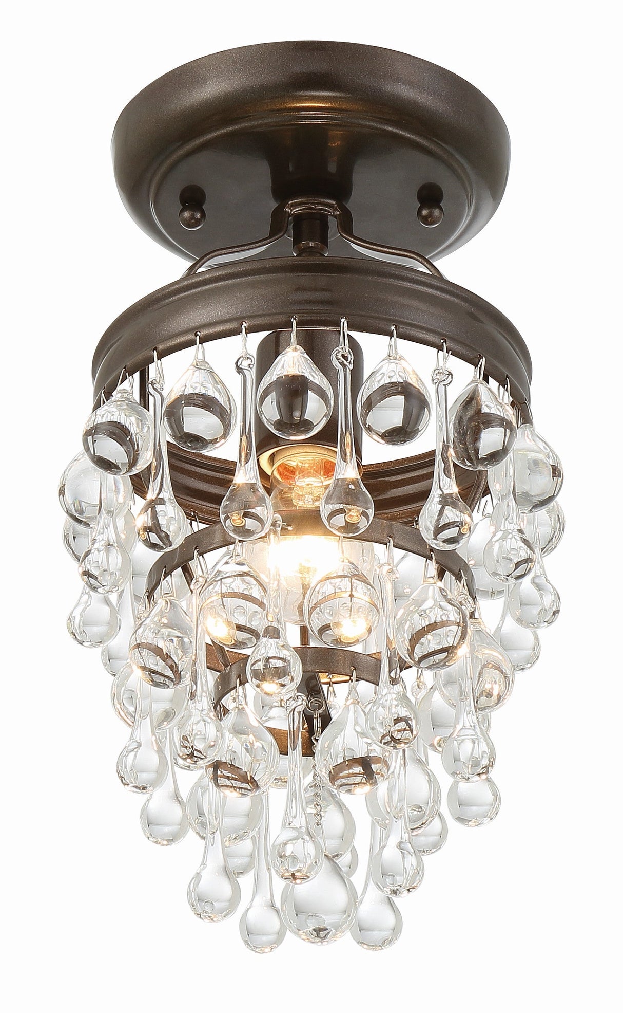 Calypso 1 Light Crystal Teardrop Polished Chrome Semi Flush Mount 131-CH_CEILING