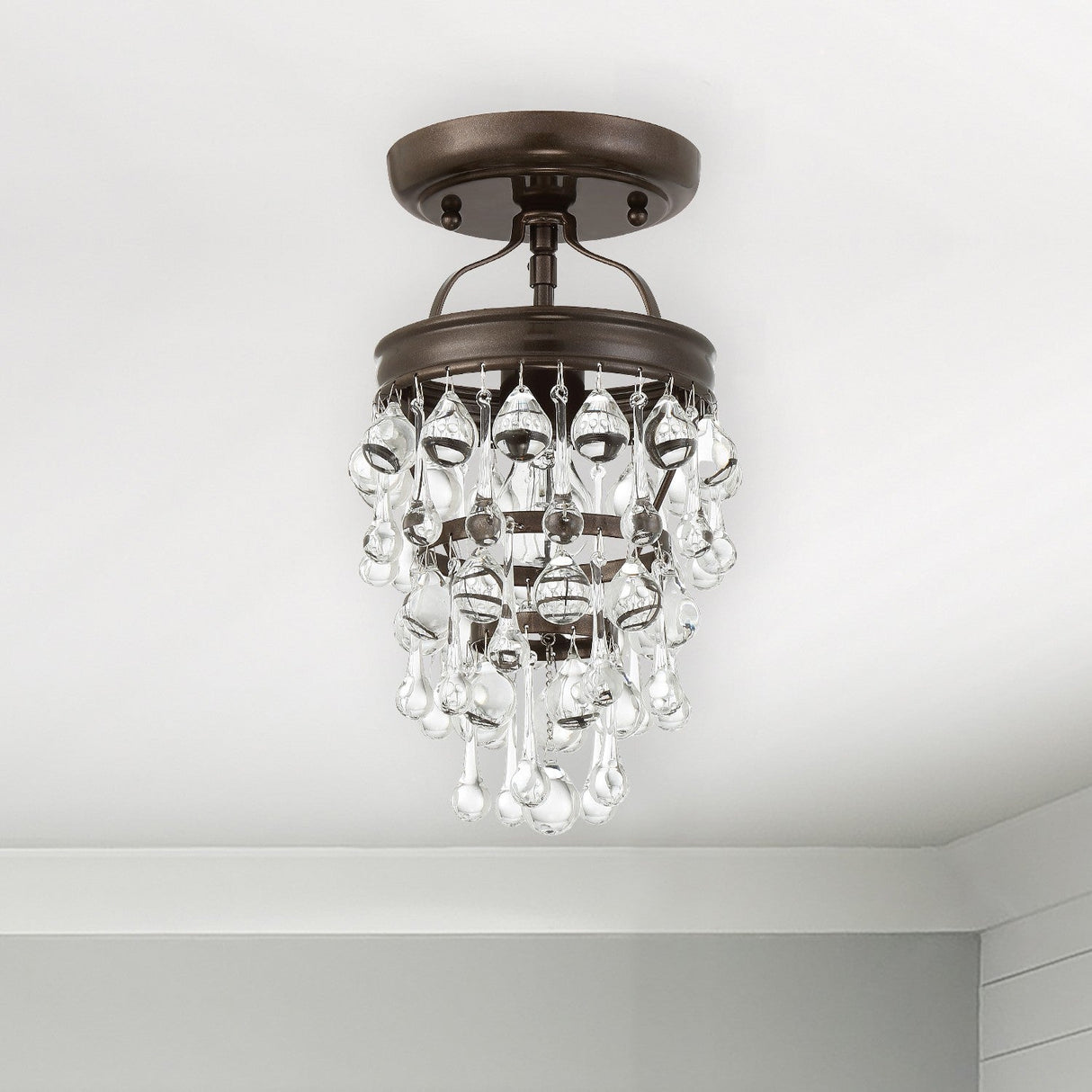 Calypso 1 Light Crystal Teardrop Polished Chrome Semi Flush Mount 131-CH_CEILING