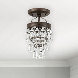 Calypso 1 Light Crystal Teardrop Polished Chrome Semi Flush Mount 131-CH_CEILING