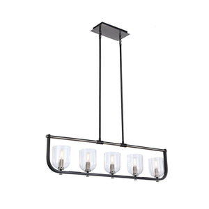 Cheshire Linear Chandelier - Black & Nickel