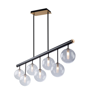Aurelia Linear Chandelier - Matte Black & Brass / 48.00