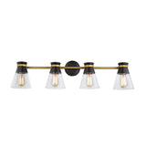 Kanata Bathroom Vanity Light - Black & Brushed Brass / 4-Light