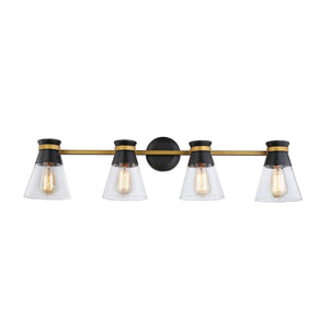 Kanata Bathroom Vanity Light - Black & Brushed Brass / 4-Light