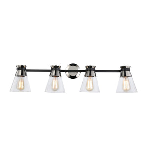 Kanata Bathroom Vanity Light - Black & Brushed Nickel / 4-Light