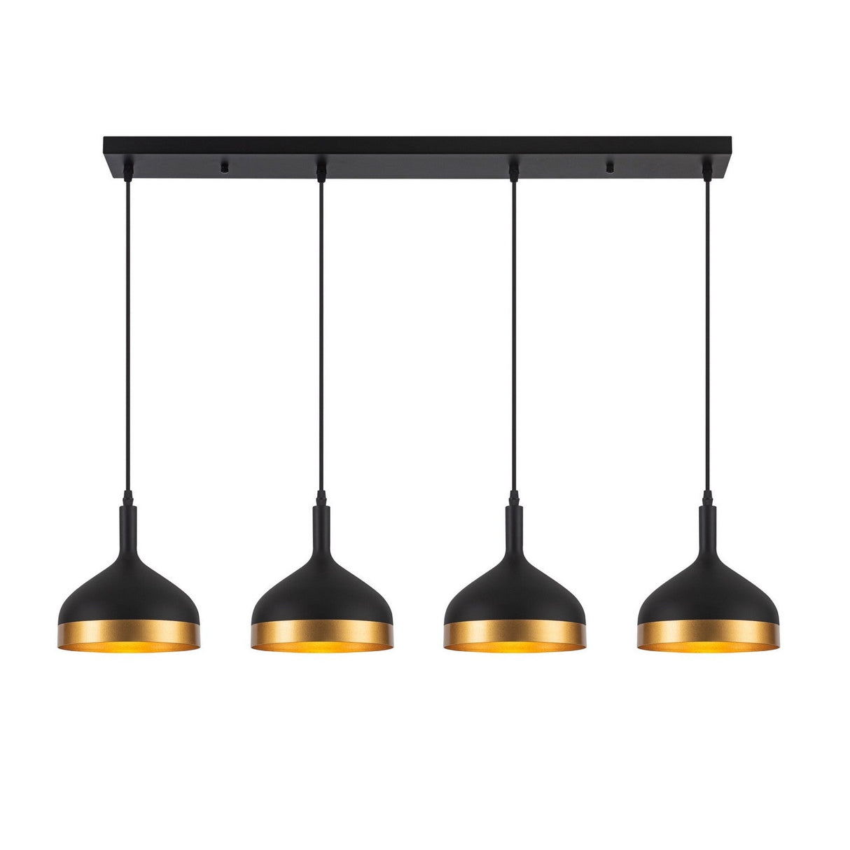 Dash Linear Multi Light Chandelier - Black & Gold
