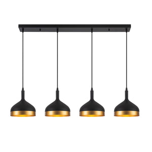 Dash Linear Multi Light Chandelier - Black & Gold