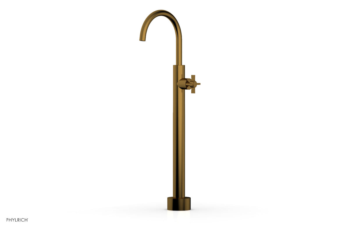 Phylrich D132-44-04-002 BASIC Low Floor Mount Tub Filler - Cross Handle D132-44-04 - French Brass