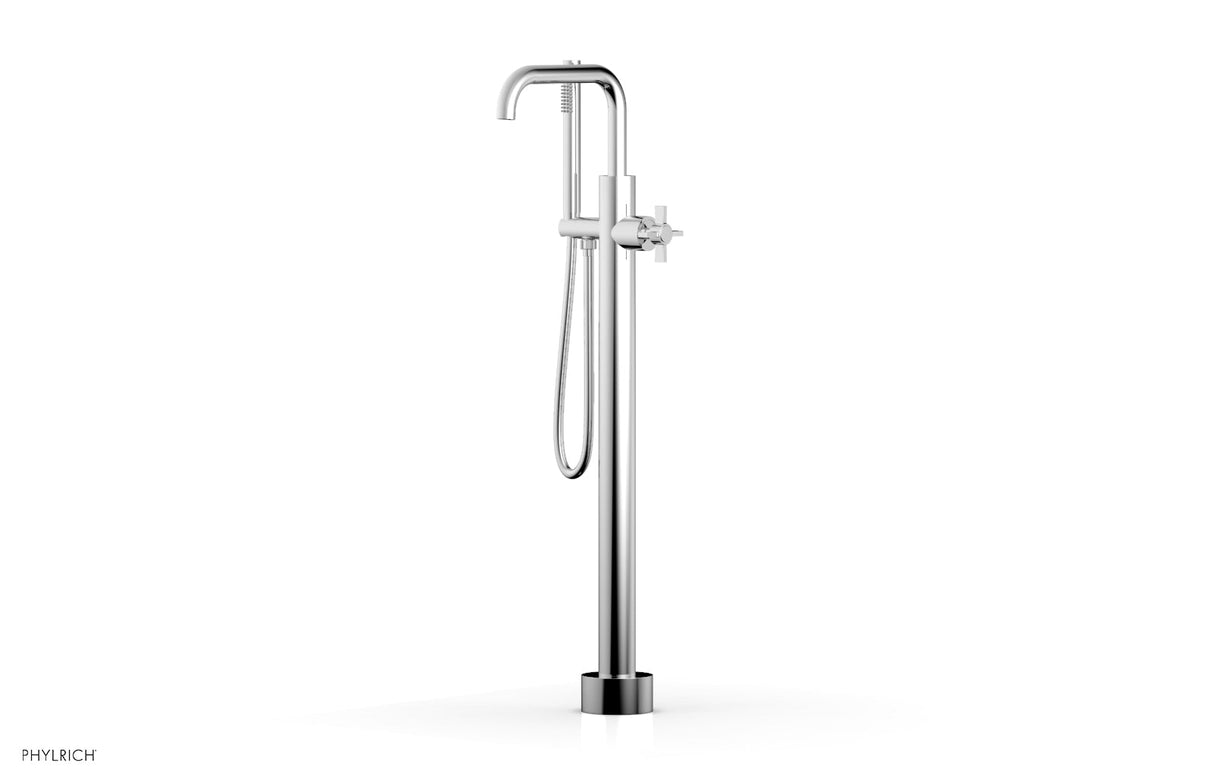 Phylrich D132-45-01-026 BASIC Tall Floor Mount Tub Filler - Cross Handle with Hand Shower D132-45-01