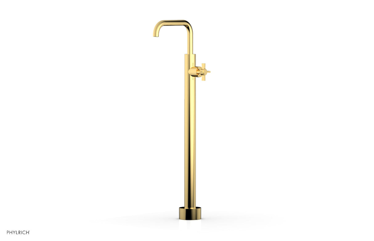 Phylrich D132-45-02-025 BASIC Tall Floor Mount Tub Filler - Cross Handle D132-45-02 - Polished Gold