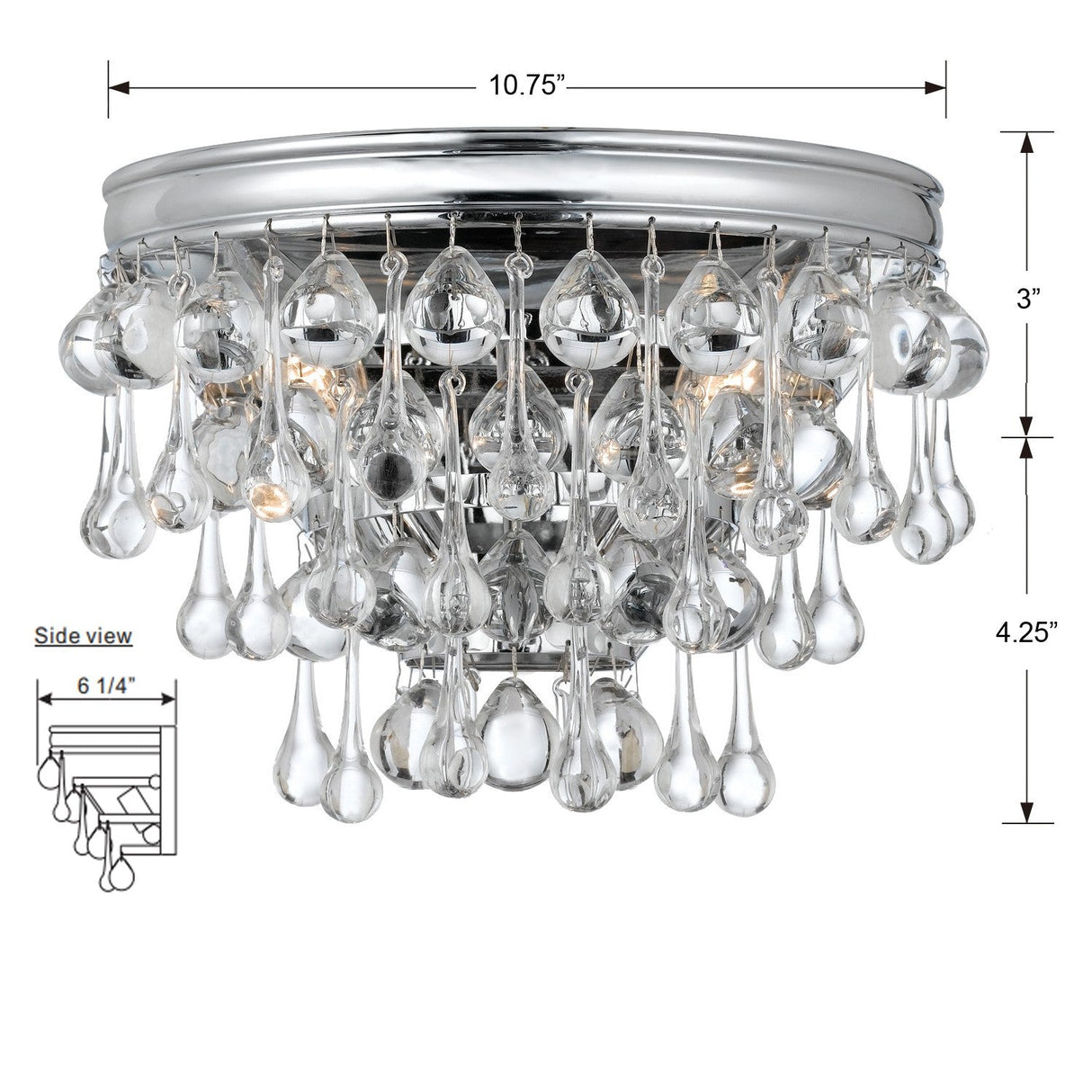 Calypso 2 Light Crystal Teardrop Polished Chrome Sconce 132-CH
