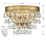 Calypso 2 Light Crystal Teardrop Vibrant Gold Sconce 132-VG