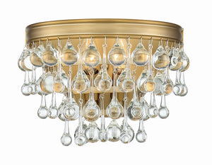 Calypso 2 Light Crystal Teardrop Vibrant Gold Sconce 132-VG