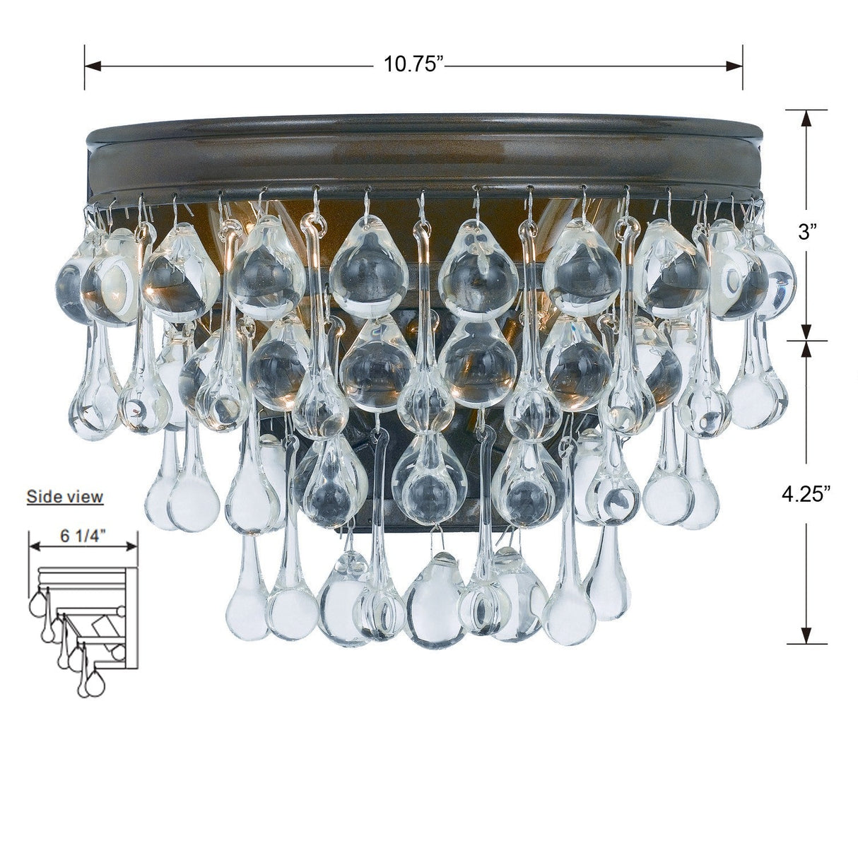 Calypso 2 Light Crystal Teardrop Polished Chrome Sconce 132-CH