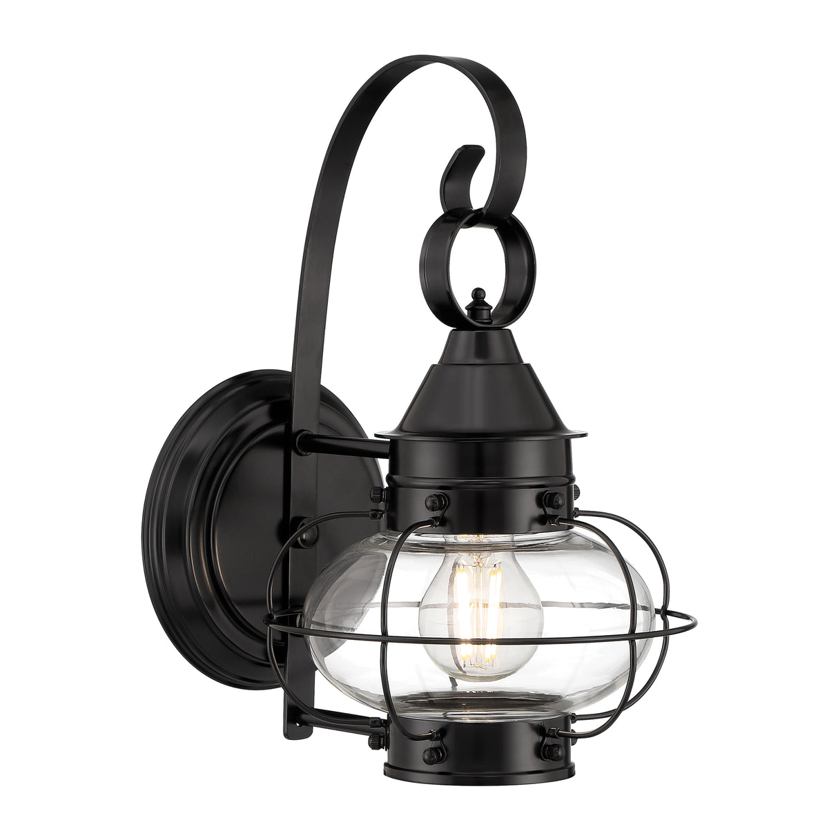 Elk 1323-BL-CL Cottage Onion Outdoor Wall Light - Black with Clear Glass