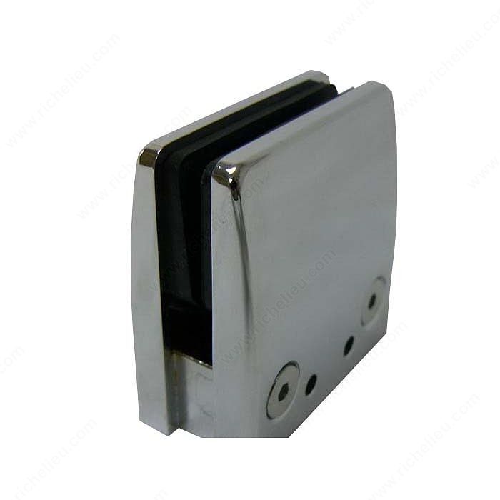 Richelieu GMGC398BN Square Glass Clamp for Flat Surface Mounting, Adjustable, Brushed Nickel