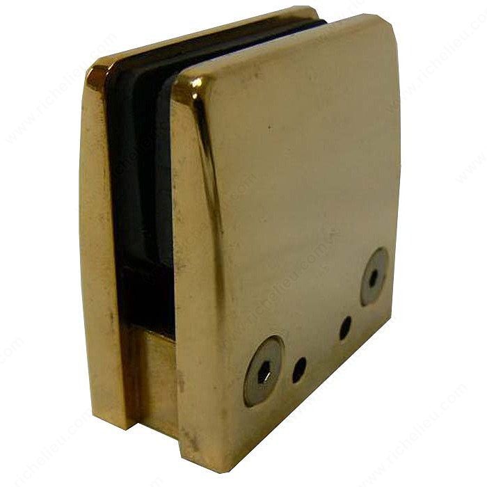 Richelieu GMGC398BN Square Glass Clamp for Flat Surface Mounting, Adjustable, Brushed Nickel