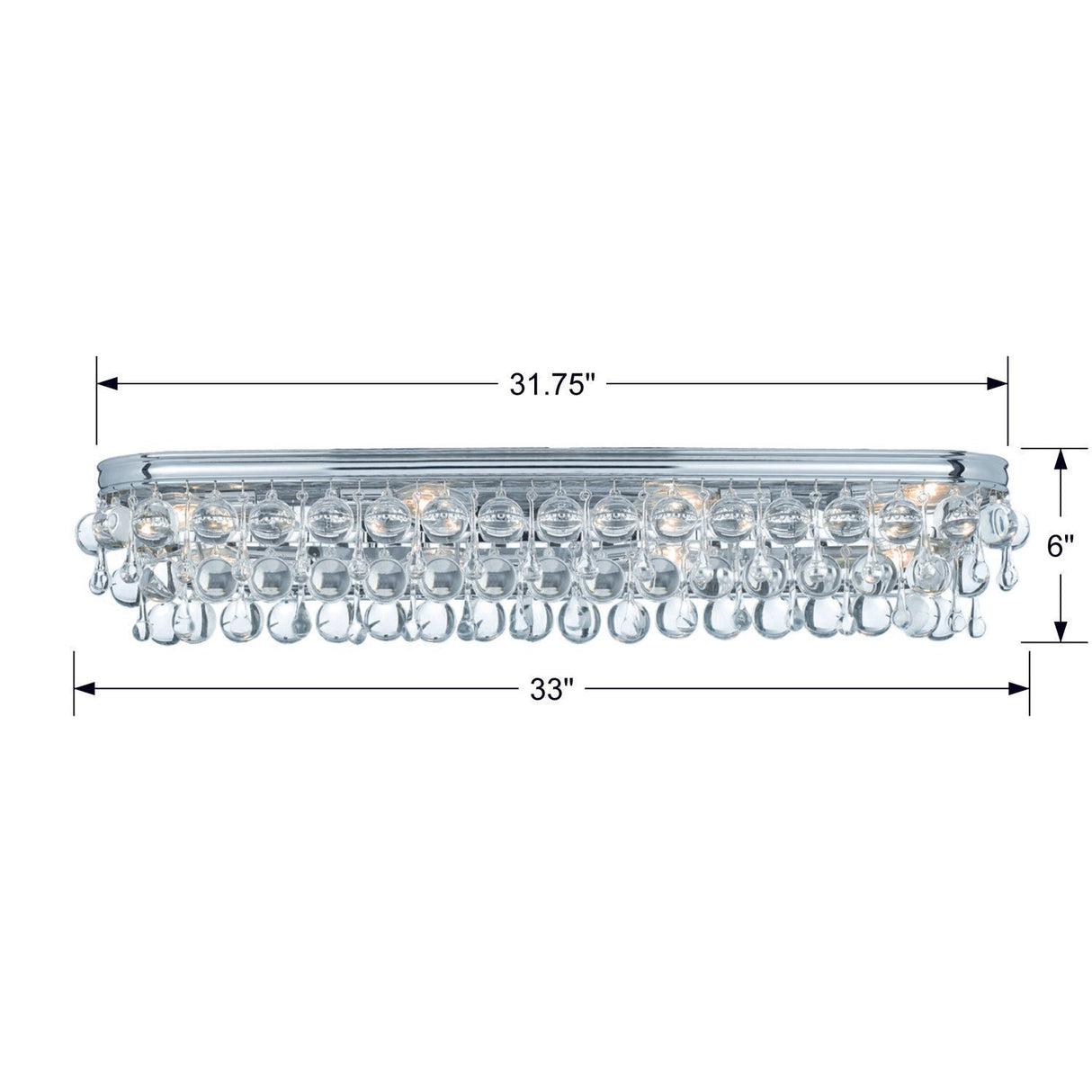 Calypso 8 Light Crystal Teardrop Polished Chrome Bathroom Vanity 134-CH