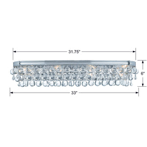 Calypso 8 Light Crystal Teardrop Polished Chrome Bathroom Vanity 134-CH