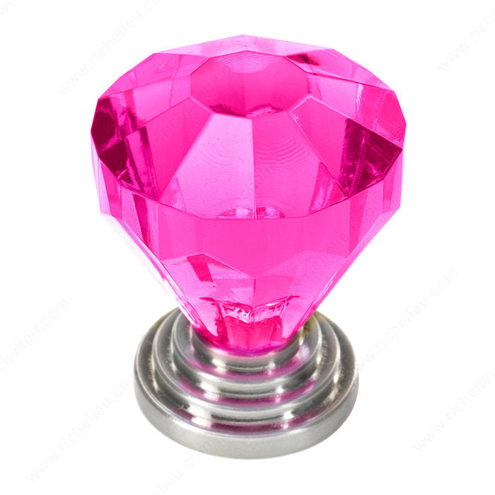 Richelieu BP10089195411 Eclectic Acrylic and Metal Knob - 10089, Brushed Nickel / Fuchsia