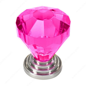 Richelieu BP10089195411 Eclectic Acrylic and Metal Knob - 10089, Brushed Nickel / Fuchsia