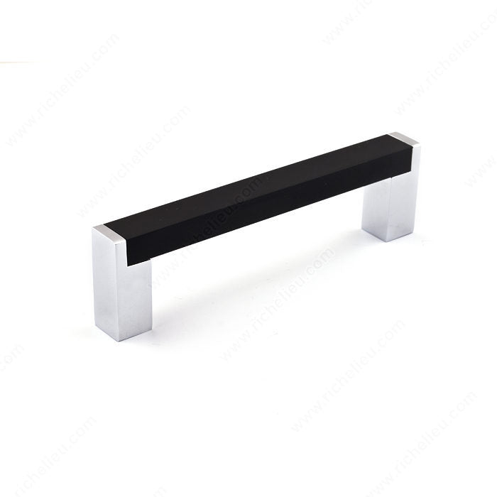 Richelieu BP80196140900 Modern Metal Pull - 801, Matte Black / Chrome, 3 25/32 in, 4 9/32 in