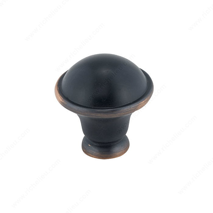 Richelieu BP872BORB Traditional Metal Knob - 872R, Brushed Oil-Rubbed Bronze
