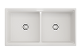 BOCCHI 1348-001-0120 Contempo Step-Rim Apron Front Fireclay 36 in. Double Bowl Kitchen Sink with Integrated Work Station & Accessories in White