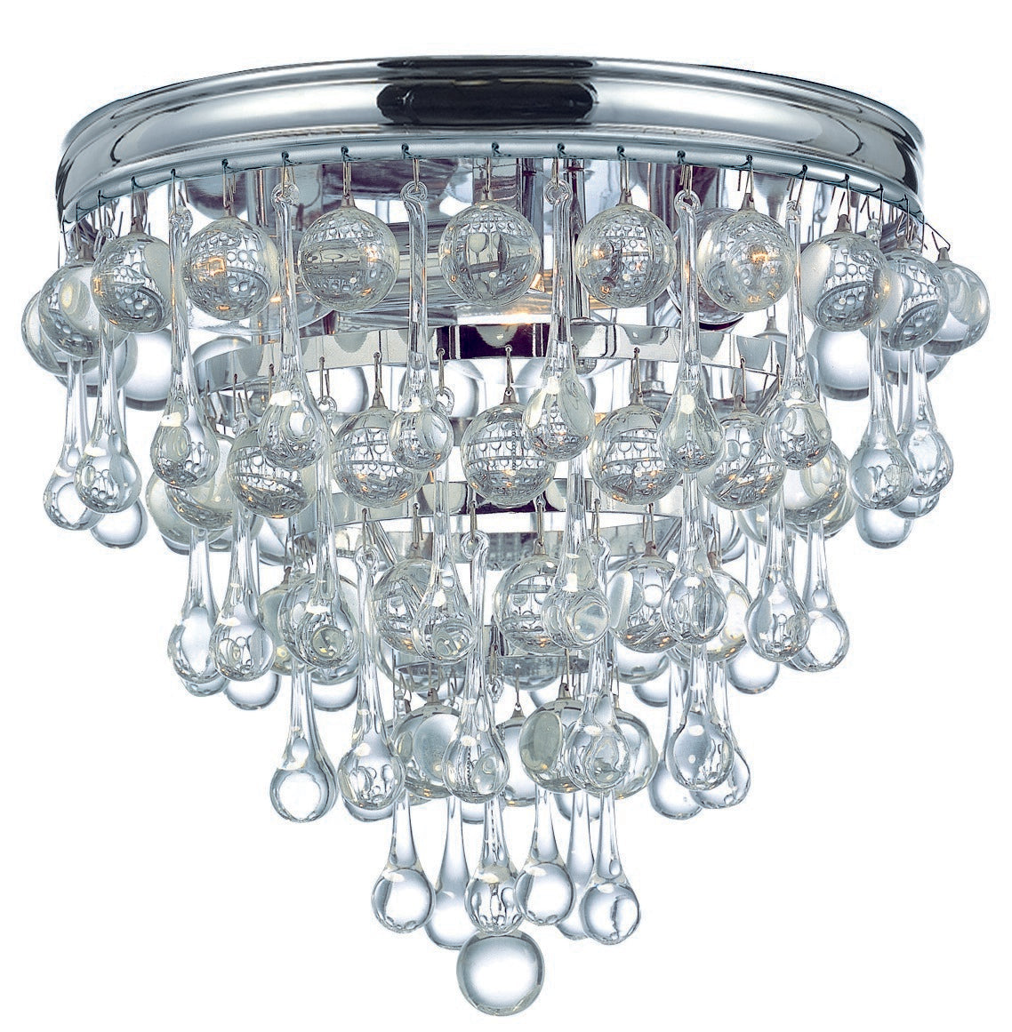 Calypso 3 Light Crystal Teardrop Polished Chrome Flush Mount 135-CH