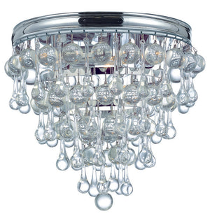 Calypso 3 Light Crystal Teardrop Polished Chrome Flush Mount 135-CH