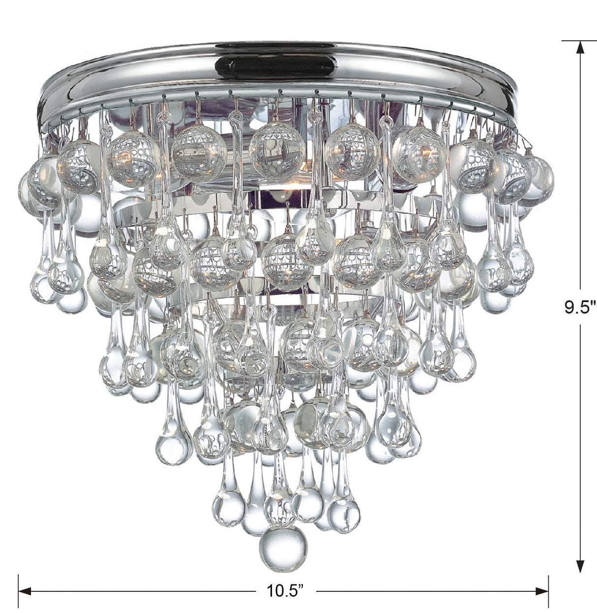 Calypso 3 Light Crystal Teardrop Polished Chrome Flush Mount 135-CH