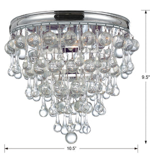 Calypso 3 Light Crystal Teardrop Polished Chrome Flush Mount 135-CH